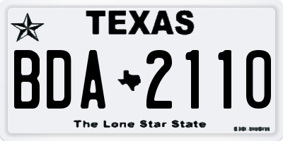 TX license plate BDA2110