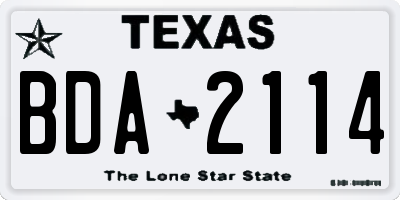 TX license plate BDA2114