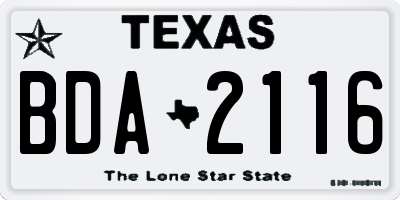 TX license plate BDA2116