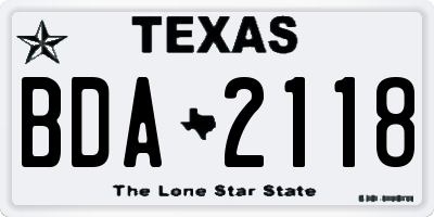 TX license plate BDA2118