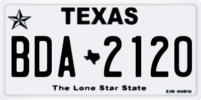 TX license plate BDA2120