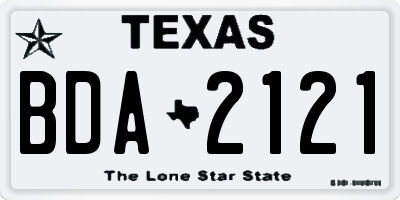 TX license plate BDA2121