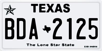 TX license plate BDA2125