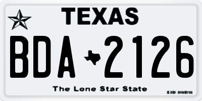 TX license plate BDA2126
