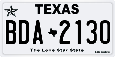 TX license plate BDA2130
