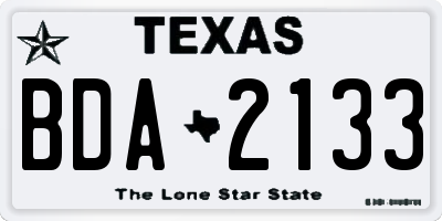 TX license plate BDA2133