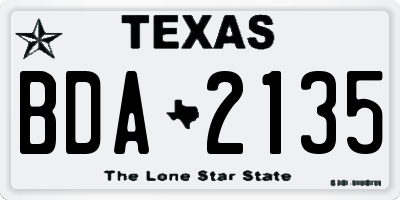 TX license plate BDA2135