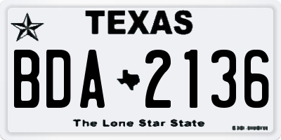 TX license plate BDA2136