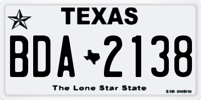 TX license plate BDA2138