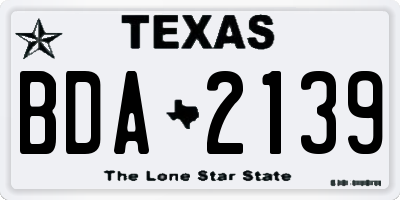 TX license plate BDA2139