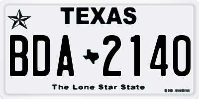 TX license plate BDA2140