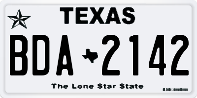 TX license plate BDA2142
