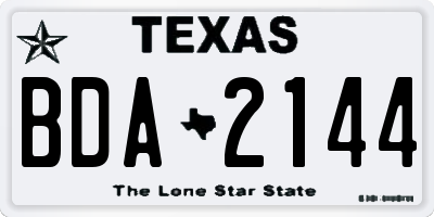 TX license plate BDA2144