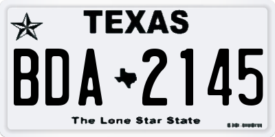 TX license plate BDA2145