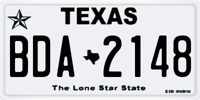 TX license plate BDA2148