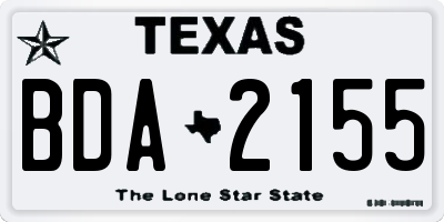 TX license plate BDA2155