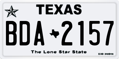 TX license plate BDA2157