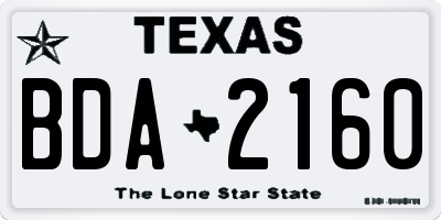 TX license plate BDA2160