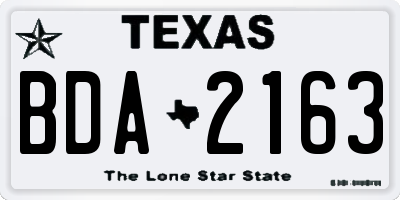 TX license plate BDA2163