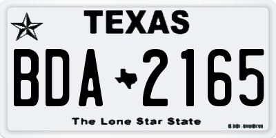 TX license plate BDA2165
