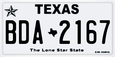 TX license plate BDA2167