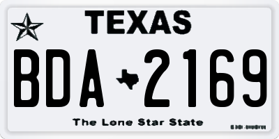 TX license plate BDA2169
