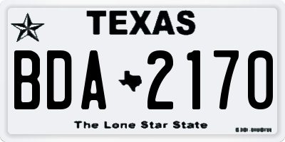 TX license plate BDA2170