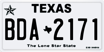 TX license plate BDA2171