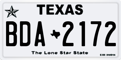 TX license plate BDA2172