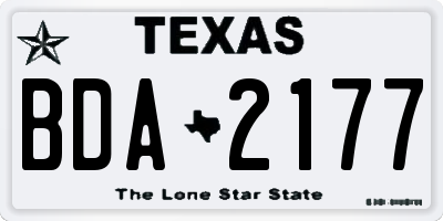 TX license plate BDA2177