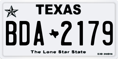 TX license plate BDA2179