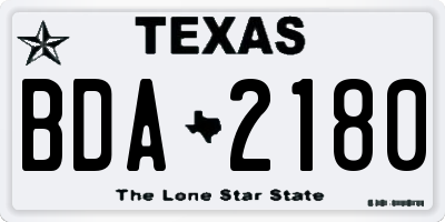 TX license plate BDA2180