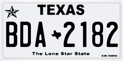 TX license plate BDA2182
