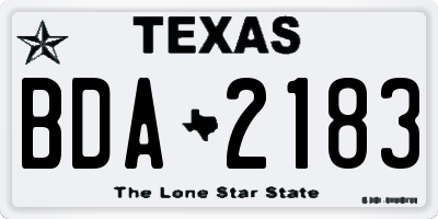 TX license plate BDA2183