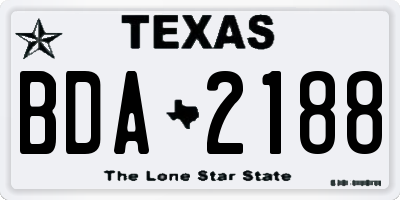 TX license plate BDA2188