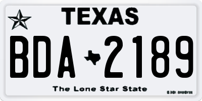 TX license plate BDA2189