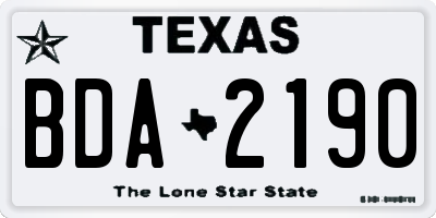 TX license plate BDA2190