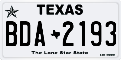 TX license plate BDA2193
