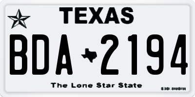 TX license plate BDA2194