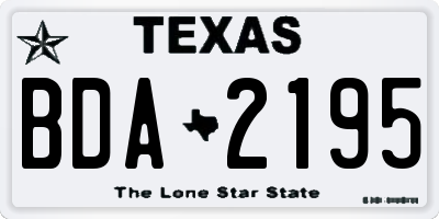 TX license plate BDA2195