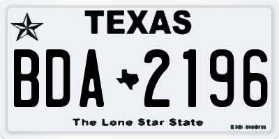 TX license plate BDA2196