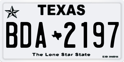 TX license plate BDA2197