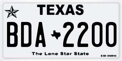 TX license plate BDA2200