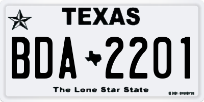 TX license plate BDA2201