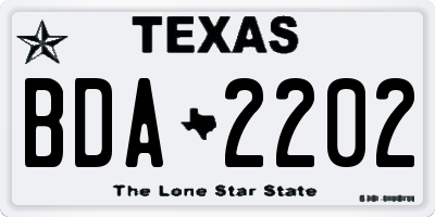 TX license plate BDA2202