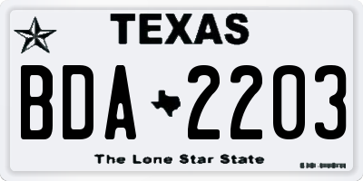 TX license plate BDA2203