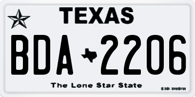 TX license plate BDA2206