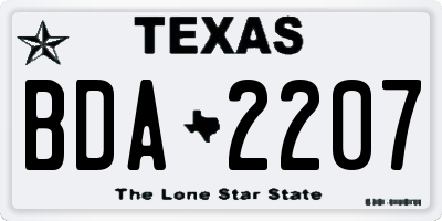 TX license plate BDA2207