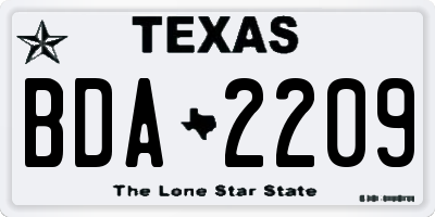 TX license plate BDA2209