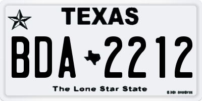TX license plate BDA2212